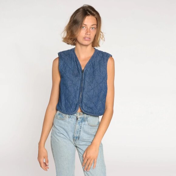 Lizwear Reversible denim and plaid vest - Picture 4 of 13